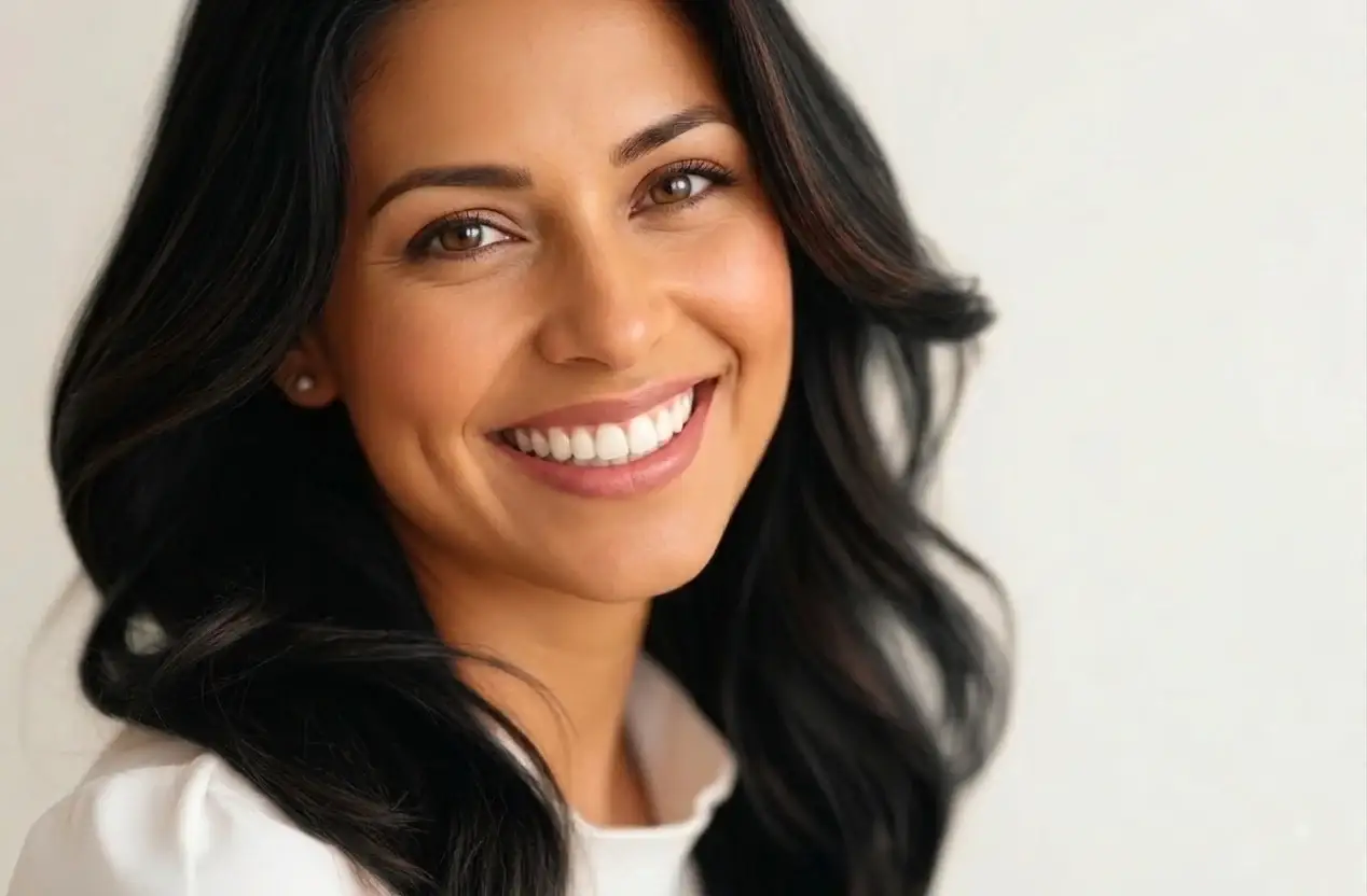 Smiling young woman with radiant white teeth showcasing cosmetic dentistry and smile makeover results at R&S Dental Associates in Clifton, NJ.